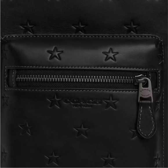 Coach West Pack Bag with Star Print Smooth Calf Leather in Gunmetal/Black NWT - Picture 12 of 16